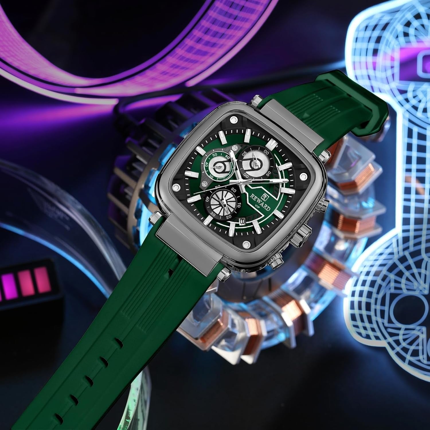 Reward Stylish & luxury Green Watch with Chronograph  ||  ساعة ريوارد الخضراء الأنيقة والفاخرة مع خاصية الكرونوغراف