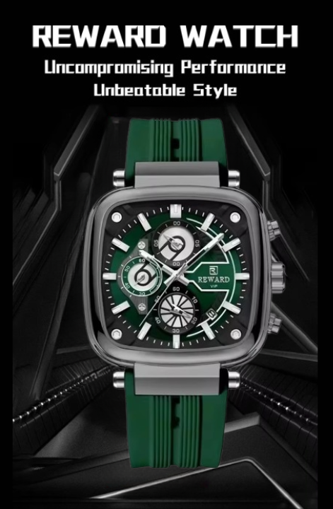 Reward Stylish & luxury Green Watch with Chronograph  ||  ساعة ريوارد الخضراء الأنيقة والفاخرة مع خاصية الكرونوغراف