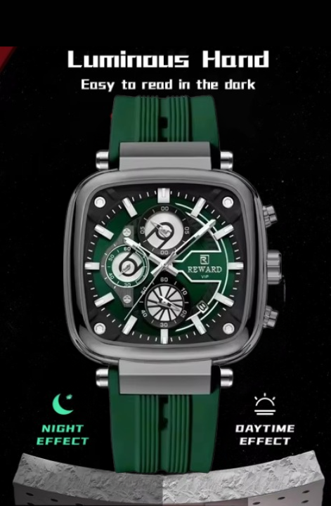 Reward Stylish & luxury Green Watch with Chronograph  ||  ساعة ريوارد الخضراء الأنيقة والفاخرة مع خاصية الكرونوغراف