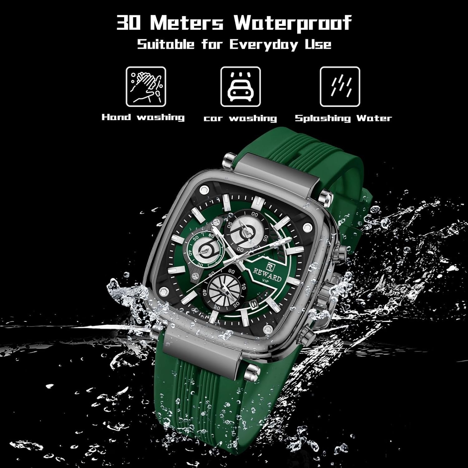 Reward Stylish & luxury Green Watch with Chronograph  ||  ساعة ريوارد الخضراء الأنيقة والفاخرة مع خاصية الكرونوغراف